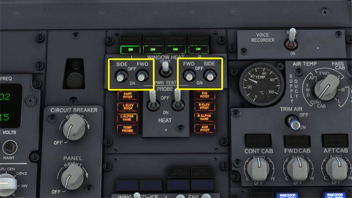 Włączcie ogrzewanie okien WINDOW HEAT - PMDG 737: Cold Start i plan lotu w FMC - Microsoft Flight Simulator 2020 - poradnik do gry