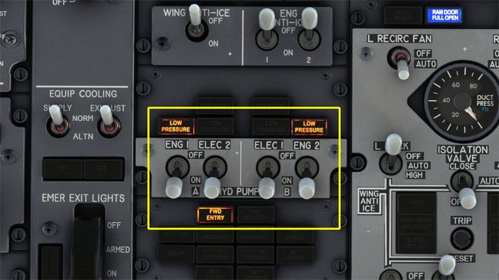 Włączcie wszystkie cztery pompy układu hydraulicznego - PMDG 737: Cold Start i plan lotu w FMC - Microsoft Flight Simulator 2020 - poradnik do gry