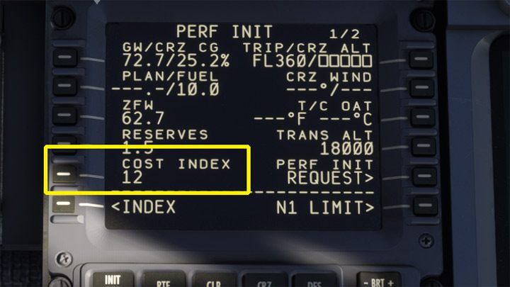 Wprowadźcie wartość COST INDEX odpowiadającą za ekonomiczność osiągów samolotu - PMDG 737: Cold Start i plan lotu w FMC - Microsoft Flight Simulator 2020 - poradnik do gry