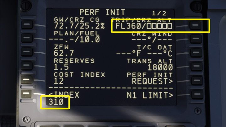 W polu TRIP/CRZ ALT wprowadźcie wysokość przelotową w formacie 3-cyfrowym lub FLxxx, np - PMDG 737: Cold Start i plan lotu w FMC - Microsoft Flight Simulator 2020 - poradnik do gry