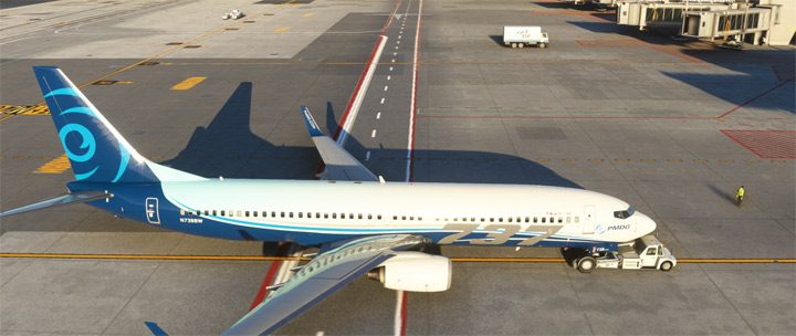 Poczekajcie, aż samolot zostanie wypchnięty poza rejon bramki i terminala, by bezpiecznie uruchomić silniki - PMDG 737: Cold Start i plan lotu w FMC - Microsoft Flight Simulator 2020 - poradnik do gry