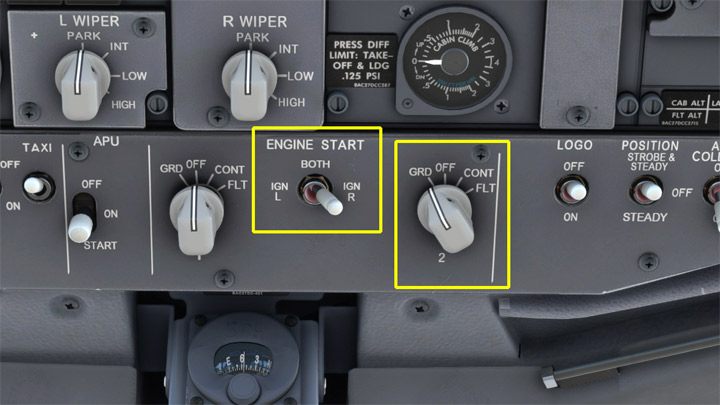 Ustawcie rozrusznik silników ENGINE START na IGN R lub IGN L - PMDG 737: Cold Start i plan lotu w FMC - Microsoft Flight Simulator 2020 - poradnik do gry