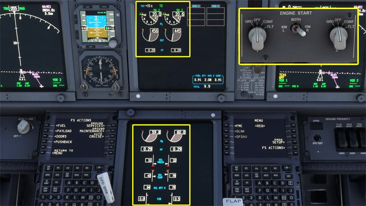 Poczekajcie na ustabilizowanie obrotów i temperatur oraz samoczynne ustawienie pokręteł rozruchu na OFF - PMDG 737: Cold Start i plan lotu w FMC - Microsoft Flight Simulator 2020 - poradnik do gry