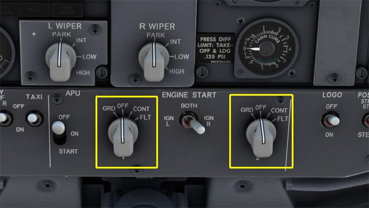 Ustawcie przełączniki ENGINE START na pozycję OFF - PMDG 737: Kołowanie i start - taxi i takeoff - Microsoft Flight Simulator 2020 - poradnik do gry