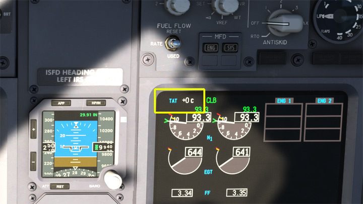 Monitorujcie temperaturę powietrza na środkowym ekranie - PMDG 737: Kołowanie i start - taxi i takeoff - Microsoft Flight Simulator 2020 - poradnik do gry