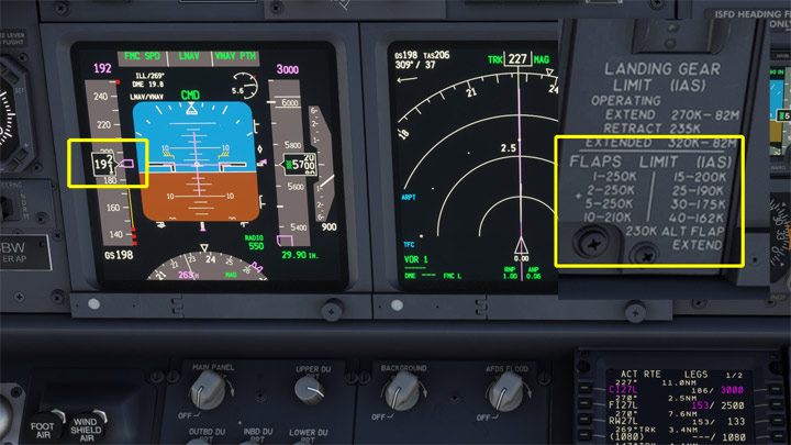 Przy 200 węzłach można więc już wysunąć klapy 1 lub nawet 15, ale warto robić to stopniowo: klapy 1 przy około 200 węzłach, klapy 15 przy 180 i poniżej 175 węzłów klapy 30 - PMDG 737: Zniżanie, podejście i lądowanie ILS - Microsoft Flight Simulator 2020 - poradnik do gry