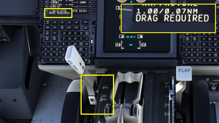 Jeśli samolot będzie miał problem z wytraceniem prędkości do odpowiedniej wartości, na komputerze FMC pojawi się komunikat DRAG REQUIRED - PMDG 737: Zniżanie, podejście i lądowanie ILS - Microsoft Flight Simulator 2020 - poradnik do gry