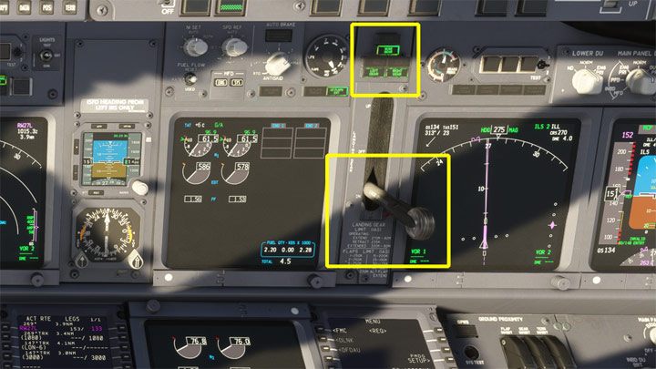 Wysuńcie podwozie przesuwając dźwignię w dół - PMDG 737: Zniżanie, podejście i lądowanie ILS - Microsoft Flight Simulator 2020 - poradnik do gry