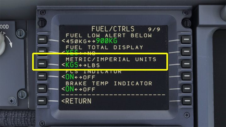 Jednostkę miary można sprawdzić w menu PMDG Setup > Aircraft > Displays - na stronie 9 - PMDG 737: Tankowanie samolotu - Microsoft Flight Simulator 2020 - poradnik do gry