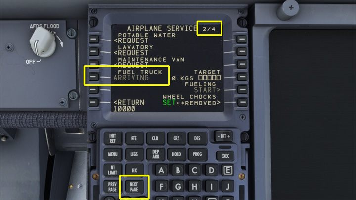 Wróćcie do FMC (LCtrl + 3) i menu FS Actions > Ground Services - PMDG 737: Tankowanie samolotu - Microsoft Flight Simulator 2020 - poradnik do gry