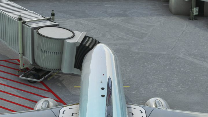 Jetway zostanie podłączony, o ile samolot stoi przed terminalem z taką funkcją - PMDG 737: Boarding pasażerów i załadunek bagaży - Microsoft Flight Simulator 2020 - poradnik do gry