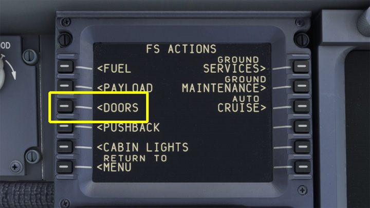 Wybierzcie opcję DOORS - PMDG 737: Boarding pasażerów i załadunek bagaży - Microsoft Flight Simulator 2020 - poradnik do gry