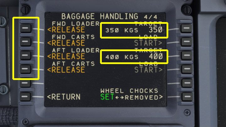 Po zakończeniu załadunku zwolnijcie pojazdy klikając na RELEASE - PMDG 737: Boarding pasażerów i załadunek bagaży - Microsoft Flight Simulator 2020 - poradnik do gry