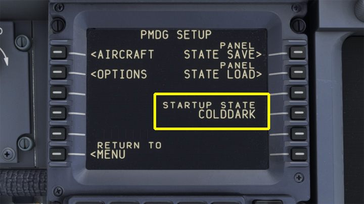 Domyślny status samolotu będzie widoczny na FMC - PMDG 737: Jak ustawić Cold and Dark na stałe? - Microsoft Flight Simulator 2020 - poradnik do gry