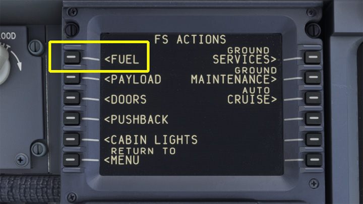 Wróćcie do menu głównego FS ACTIONS i wybierzcie FUEL - PMDG 737: Jak ustawić Cold and Dark na stałe? - Microsoft Flight Simulator 2020 - poradnik do gry