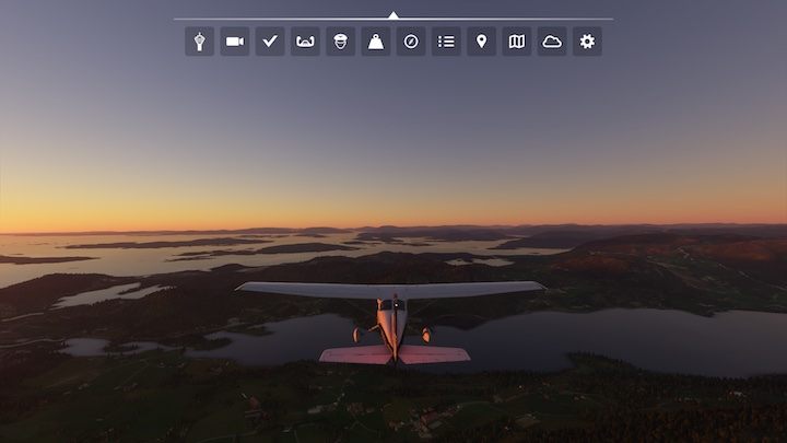 Pierwsza opcja od lewej z ikonką wieży to ATC, czyli Air Traffic Cotrol (Kontrola ruchu lotniczego) - Flight Simulator: Pasek narzędzi (Toolbar) - Microsoft Flight Simulator 2020 - poradnik do gry