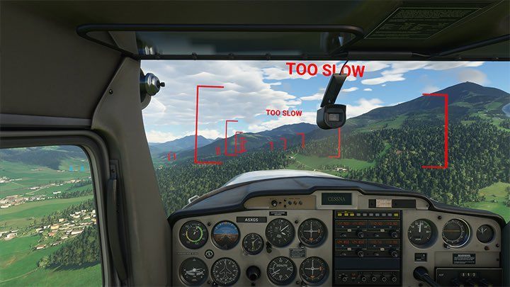 3 - Kiedy lecisz prawidłowo, bramki mają niebieski kolor - Flight Simulator: Lądowanie na lotnisku - Microsoft Flight Simulator 2020 - poradnik do gry