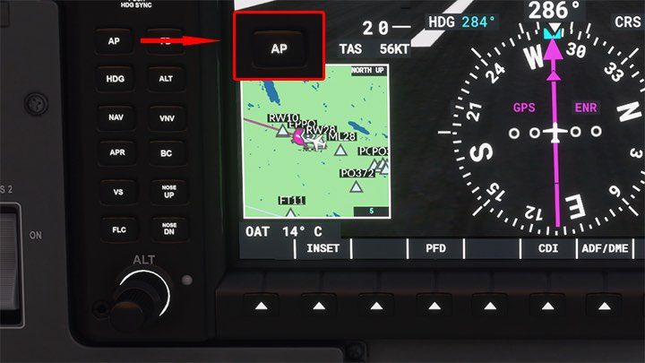 Działanie autopilota potwierdzają też litery AP w okienku na górze - Flight Simulator: Autopilot - programowanie, używanie - Microsoft Flight Simulator 2020 - poradnik do gry