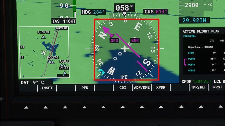 4 - W trybie GPS/FMS samolot będzie podążał wyznaczoną na różowo trasą - Flight Simulator: Autopilot - programowanie, używanie - Microsoft Flight Simulator 2020 - poradnik do gry