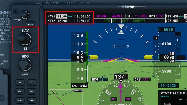 2 - Pokręć gałką tak, by zmienić częstotliwość na potrzebną 109 - Flight Simulator: ILS - lądowanie automatyczne - Microsoft Flight Simulator 2020 - poradnik do gry