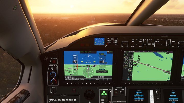 1 - Zwróć uwagę na mały panel dotykowy pod drugim ekranem MFD - Flight Simulator: ILS - lądowanie automatyczne - Microsoft Flight Simulator 2020 - poradnik do gry