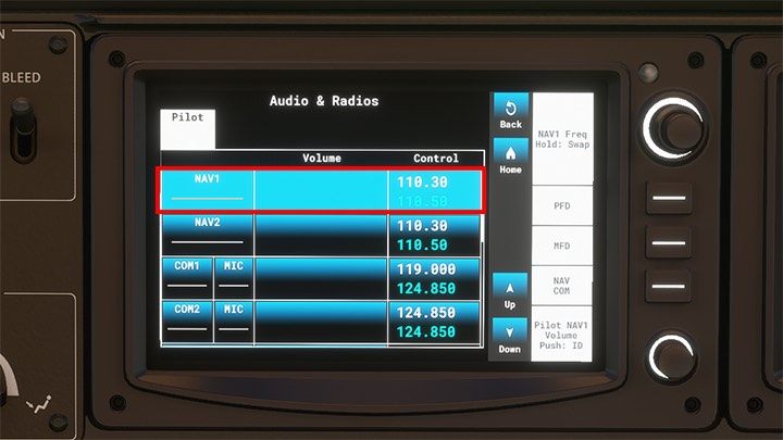 3 - Wprowadź konkretną częstotliwość i KONIECZNIE kliknij na przycisk ze strzałkami, by ją od razu aktywować - Flight Simulator: ILS - lądowanie automatyczne - Microsoft Flight Simulator 2020 - poradnik do gry