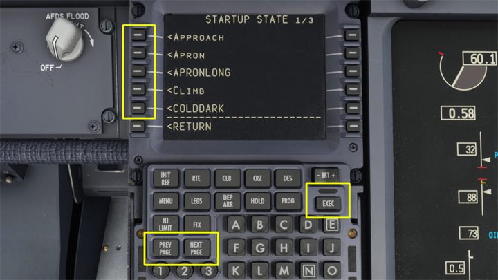 Wybierzcie jeden z dostępnych stanów i potwierdźcie wybór przyciskiem EXEC - PMDG 737: Panel State - stan gotowości samolotu (PMDG Setup) - Microsoft Flight Simulator 2020 - poradnik do gry