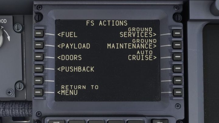 Menu FS Actions składa się następujących pozycji - PMDG 737: FS Actions - główne funkcje - Microsoft Flight Simulator 2020 - poradnik do gry
