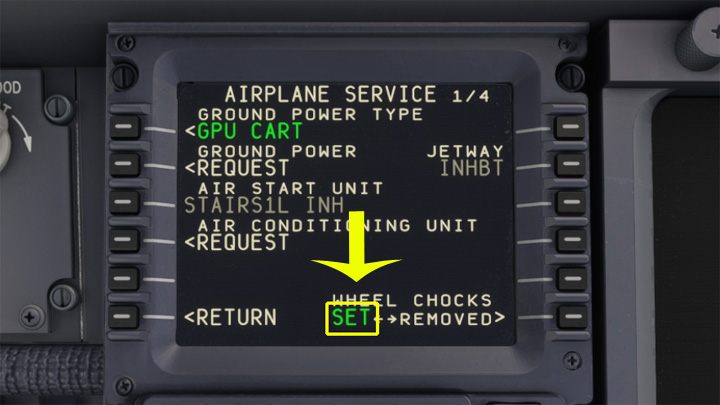 Weźcie pod uwagę, że większość opcji będzie dostępnych tylko z ustawionymi blokadami pod kołami Wheel Chocks - set - PMDG 737: FS Actions - główne funkcje - Microsoft Flight Simulator 2020 - poradnik do gry