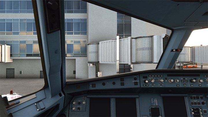 Znajdziecie się w ciemnym i zimnym kokpicie Airbusa A320 zaparkowanego przed terminalem - Flight Simulator: Samolot pasażerski - przygotowanie do lotu, Cold Start - Microsoft Flight Simulator 2020 - poradnik do gry