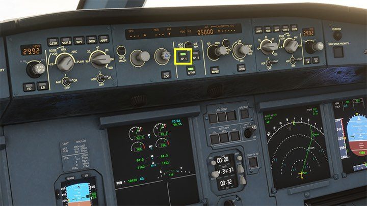 Włączcie autopilota przyciskiem AP1 - Flight Simulator: Samolot pasażerski - kołowanie i start - Microsoft Flight Simulator 2020 - poradnik do gry