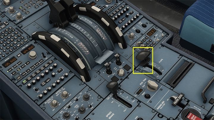 Na wysokości około 1500 stóp schowajcie klapy FLAPS do poziomu zero, by samolot bez przeszkód mógł nabierać prędkości - Flight Simulator: Samolot pasażerski - kołowanie i start - Microsoft Flight Simulator 2020 - poradnik do gry