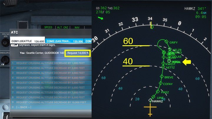 W naszym przykładowym locie samolot leci na pułapie FL180, czyli 18 tysięcy stóp - Flight Simulator: Zniżanie samolotu pasażerskiego - kiedy rozpocząć? - Microsoft Flight Simulator 2020 - poradnik do gry