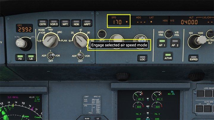 W trakcie zniżania trzeba już też wytracać prędkość - Flight Simulator: Samolot pasażerski - lądowanie ILS - Microsoft Flight Simulator 2020 - poradnik do gry