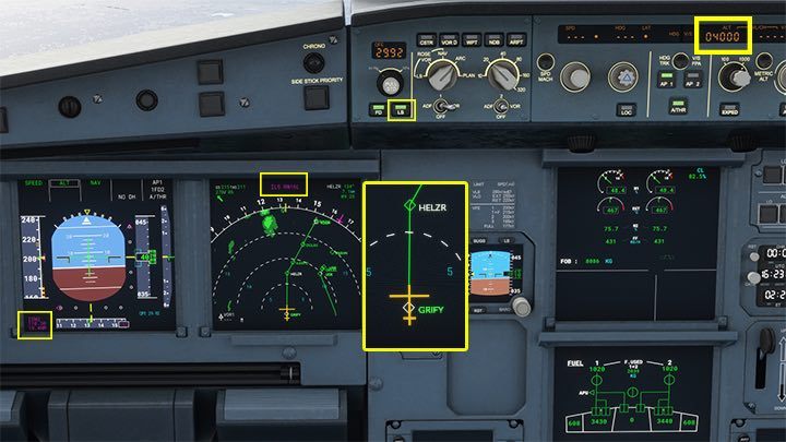 Z wcześniejszego sprawdzania punktów nawigacyjnych wynikało, że punkt HELZR wymaga wysokości 4000 stóp - Flight Simulator: Samolot pasażerski - lądowanie ILS - Microsoft Flight Simulator 2020 - poradnik do gry