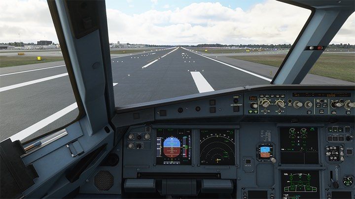 Przy dobrze ustawionych hamulcach Auto Brakes nie powinno być konieczności hamowania kołami - Flight Simulator: Samolot pasażerski - lądowanie ILS - Microsoft Flight Simulator 2020 - poradnik do gry