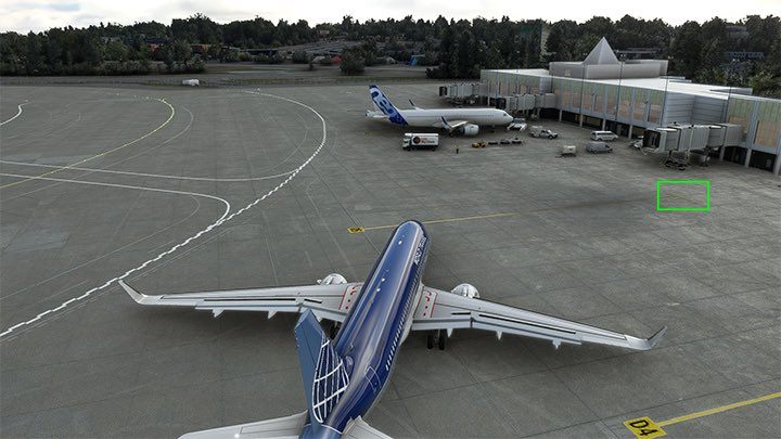 Korzystając ze steru kierunku i delikatnego operowania przepustnicą kołujcie do wybranego miejsca parkingowego - Flight Simulator: Samolot pasażerski - lądowanie ILS - Microsoft Flight Simulator 2020 - poradnik do gry