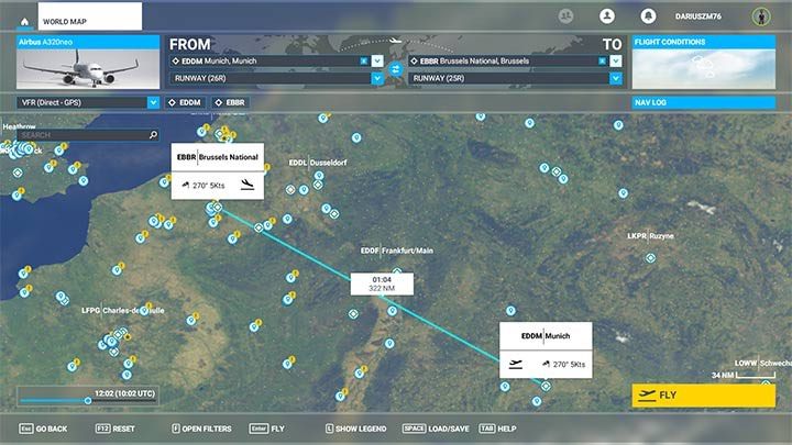 Plan w takiej postaci (bezpośredniej linii prostej) sprawdziłby się dla małej Cessny i lotu za dnia, ale dla Airbusa nie ma jeszcze żadnego znaczenia - Flight Simulator: Plan lotu samolotu pasażerskiego - jak stworzyć? - Microsoft Flight Simulator 2020 - poradnik do gry