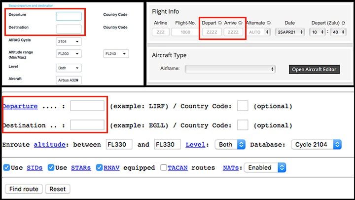 Niezależnie od wybranego źródła, plan lotu zawsze zaczyna się od wpisania miejsca wylotu (Departure, From) i lotniska docelowego (Arrival, Destination, To) - Flight Simulator: Plan lotu samolotu pasażerskiego - jak stworzyć? - Microsoft Flight Simulator 2020 - poradnik do gry
