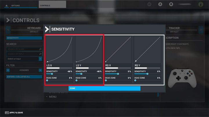 Menu przypisania klawiszy jest podzielone na kategorie, a te różnią się zależnie od wybranego kontrolera - Flight Simulator: Sterowanie PC, Xbox One - Microsoft Flight Simulator 2020 - poradnik do gry