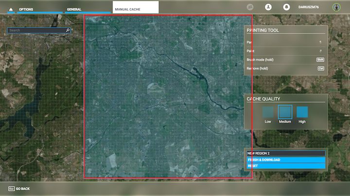 Powtórz poprzednie czynności, zbliżając widok, aż mapa pojawi się w detalach wysokich - Flight Simulator: Pamięć podręczna (Rolling Cache) - Microsoft Flight Simulator 2020 - poradnik do gry