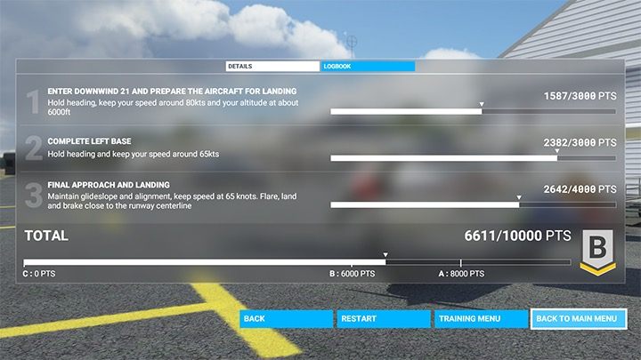Wykonanie każdego etapu szkolenia podlega szczegółowej ocenie - Flight Simulator: Tryby rozgrywki - Microsoft Flight Simulator 2020 - poradnik do gry