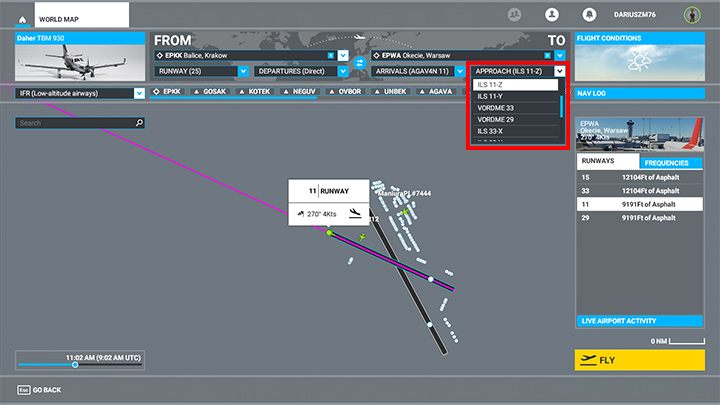 Właściwa procedura STAR i podejścia wyznaczy nam trasę prosto do bezpośredniego lądowania na pasie. - Flight Simulator: Plan lotu - wersja rozszerzona - Microsoft Flight Simulator 2020 - poradnik do gry