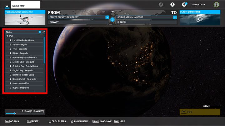 2 - Wybierz z listy interesujący Cię gatunek - Flight Simulator: Zwierzęta - jak znaleźć? - Microsoft Flight Simulator 2020 - poradnik do gry