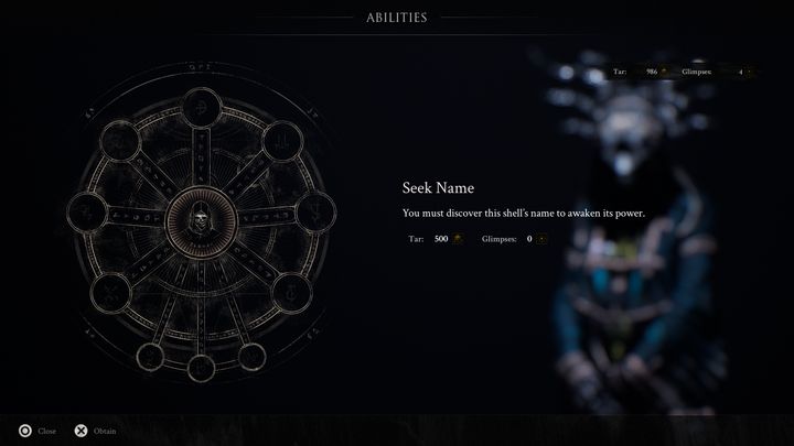 Aby móc poznawać imiona swoich klas, a później, odblokowywać umiejętności, potrzebne ci będą Tar oraz Glimpses - Mortal Shell: Klasa postaci - jak rozwijać? - Mortal Shell - poradnik do gry