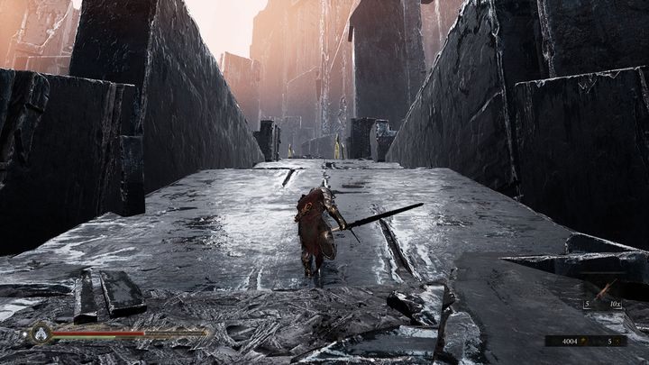 Po lewej stronie znajduje się droga na górę, idź właśnie nią, dzięki czemu znajdziesz się blisko wielkiej bramy - Mortal Shell: Seat of Infinity solucja, opis przejścia - Mortal Shell - poradnik do gry