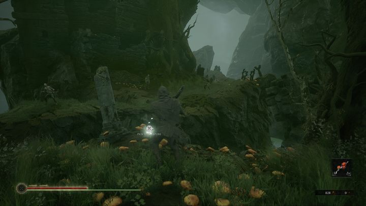 Znajdziesz tam kolejne grzyby do podniesienia, uważaj jednak, gdyż po drugiej stronie znajdują się strzelcy - Mortal Shell: Fallgrim solucja, opis przejścia - Mortal Shell - poradnik do gry