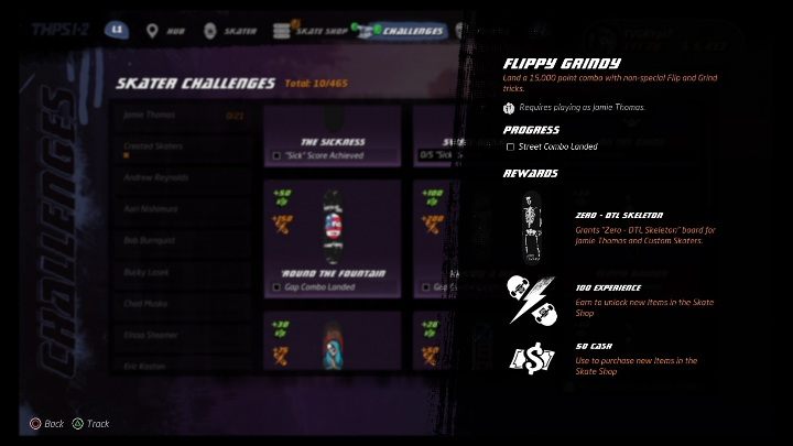 Każda postać dostępna w grze ma swoje wyzwania - Tony Hawks Pro Skater 1+2: Jamie Thomas - umiejętności, wyzwania - Tony Hawks Pro Skater 1+2 - poradnik do gry