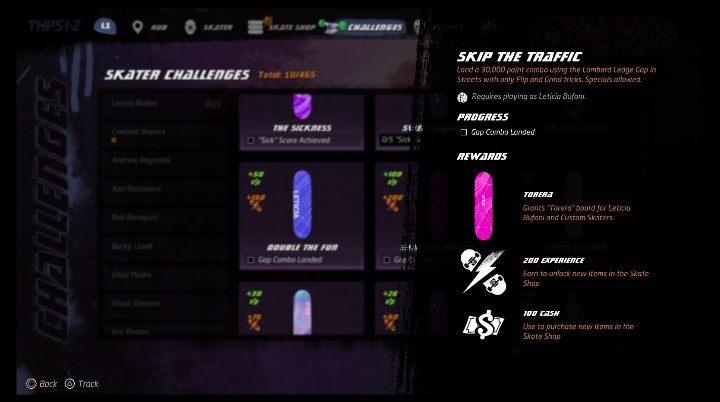 Każda postać dostępna w grze ma swoje wyzwania - Tony Hawks Pro Skater 1+2: Leticia Bufoni - umiejętności, wyzwania - Tony Hawks Pro Skater 1+2 - poradnik do gry
