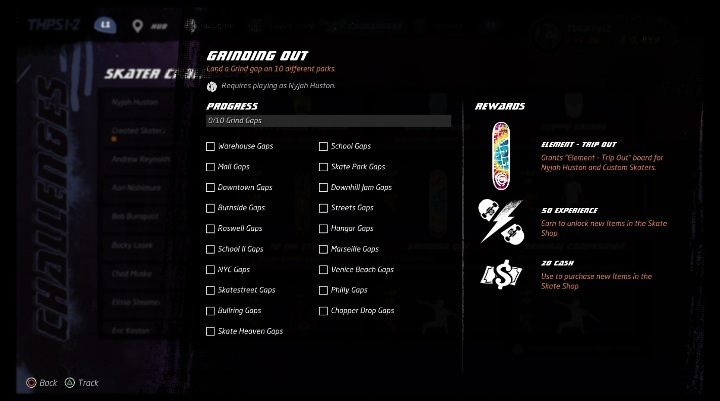 Każda postać dostępna w grze ma swoje wyzwania - Tony Hawks Pro Skater 1+2: Nyjah Huston - umiejętności, wyzwania - Tony Hawks Pro Skater 1+2 - poradnik do gry